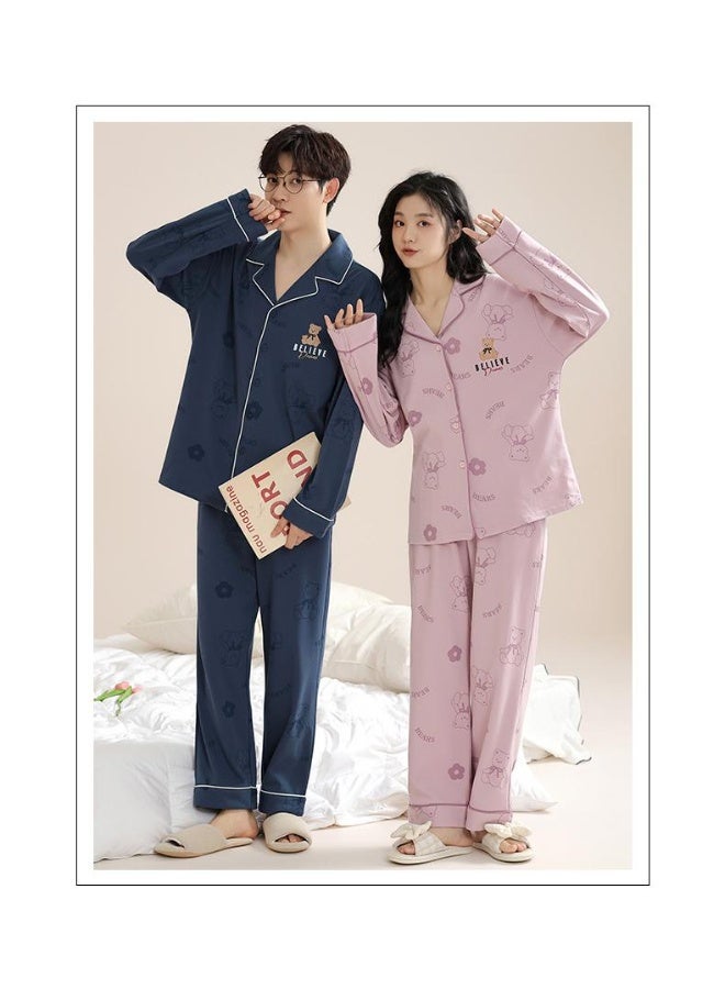 Long Sleeve Spring Autumn Couple Pajamas Comfortable Casual Clothes For Men And Women Home Suit Outer Wear - Image 2