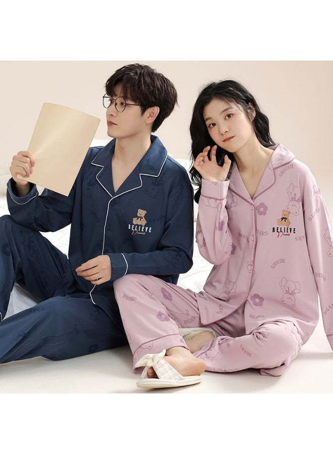 Long Sleeve Spring Autumn Couple Pajamas Comfortable Casual Clothes For Men And Women Home Suit Outer Wear - Image 1