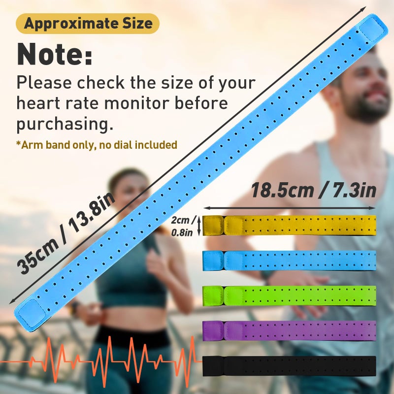 Iffitya 5pcs Replacement Heart Rate Monitor Bands, 0.8x13.8in 5 Colors Soft Heart Rate Strap Adjustable Armband Strap Heart Rate Monitor Band for OTF Beat Heart Rate Sensor,and for Theory Fitness - Image 3