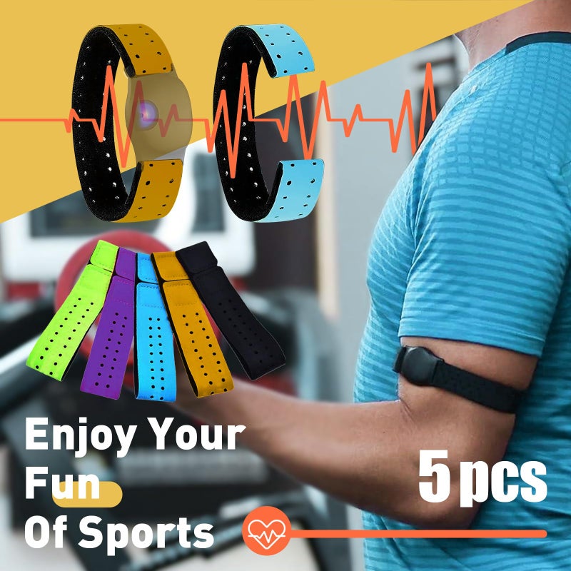 Iffitya 5pcs Replacement Heart Rate Monitor Bands, 0.8x13.8in 5 Colors Soft Heart Rate Strap Adjustable Armband Strap Heart Rate Monitor Band for OTF Beat Heart Rate Sensor,and for Theory Fitness - Image 2