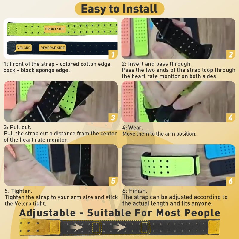 Iffitya 5pcs Replacement Heart Rate Monitor Bands, 0.8x13.8in 5 Colors Soft Heart Rate Strap Adjustable Armband Strap Heart Rate Monitor Band for OTF Beat Heart Rate Sensor,and for Theory Fitness - Image 5