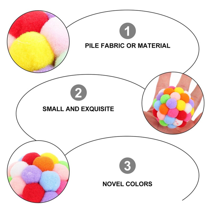 Colorful Cat Teaser Ball Set 4pcs Soft Elastic Pom Pom Interactive Play Toy for Kittens - Image 4