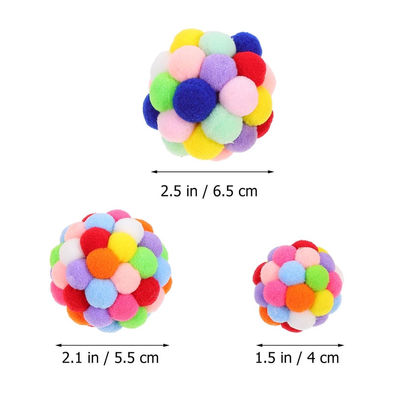 Colorful Cat Teaser Ball Set 4pcs Soft Elastic Pom Pom Interactive Play Toy for Kittens - Image 3