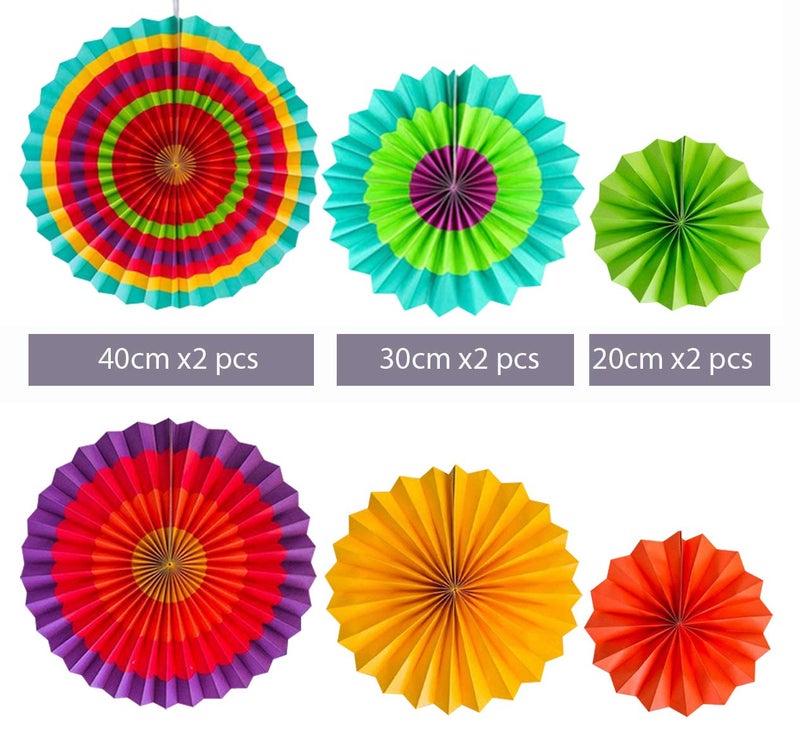 AMFIN (Pack Of 6) Multicolor Design Fan Party Materials Photo Backdrop Decor Wedding, Baby Shower, Birthday Party Decoration - Image 5
