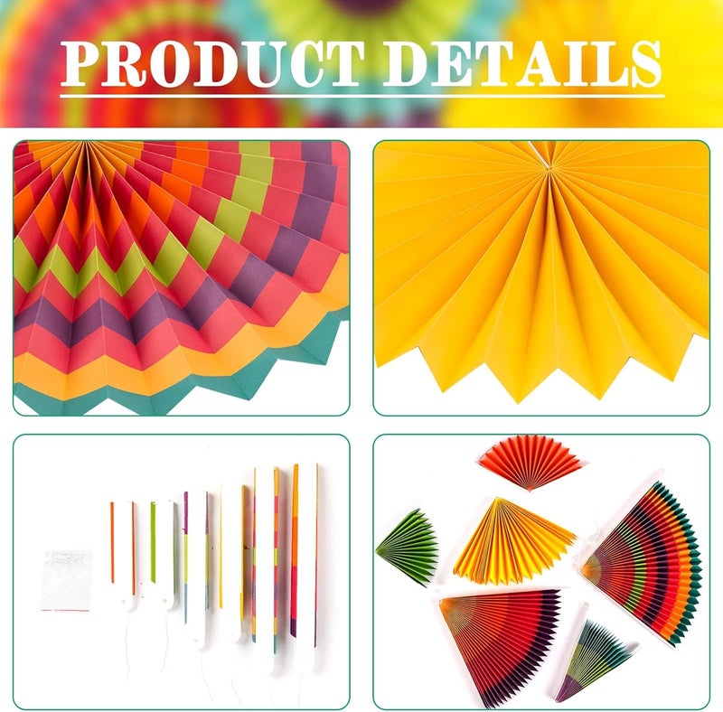 AMFIN (Pack Of 6) Multicolor Design Fan Party Materials Photo Backdrop Decor Wedding, Baby Shower, Birthday Party Decoration - Image 3