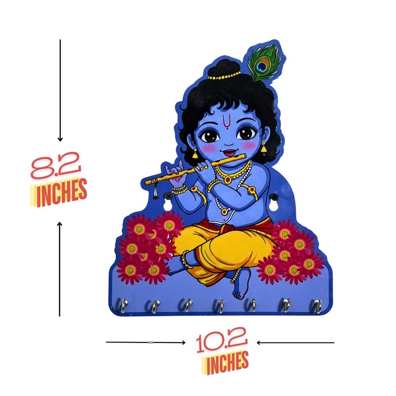 Maefele Shri Krishna (Makhan Chor) Key Holder – Decorative Wall Art for Home | Little Krishna Key Organizer for Bedroom, Living Room, Guest Room & Dining Area - Image 2