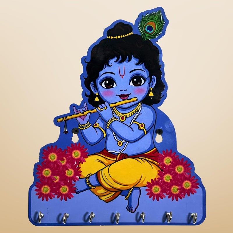 Maefele Shri Krishna (Makhan Chor) Key Holder – Decorative Wall Art for Home | Little Krishna Key Organizer for Bedroom, Living Room, Guest Room & Dining Area - Image 1