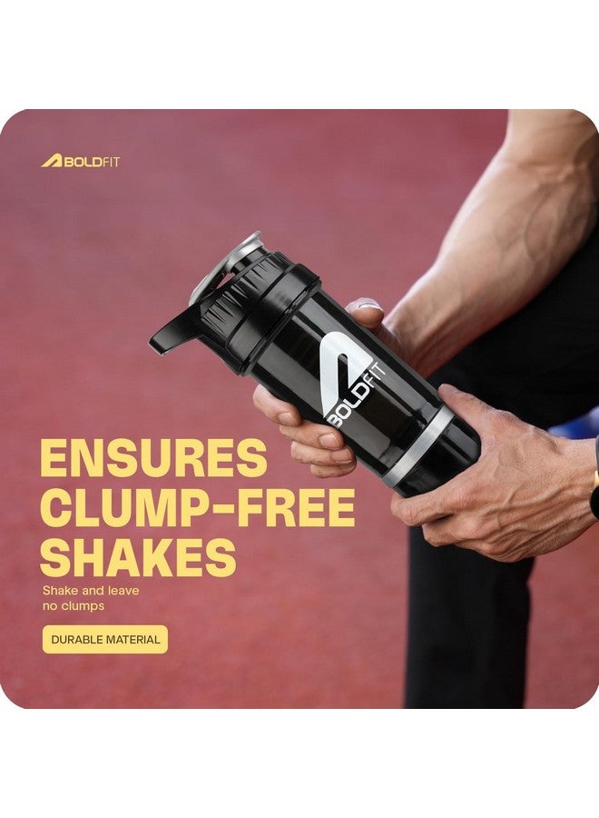 BOLDFIT Boldfit Gym Shaker For Protein Shake Leakproof Shaker Bottles For Supplements With Extra Compartment, Pre-Workout & BCAA, Protein Shake Bottle, Gym Bottle For Men And Women Black - 500 ml  - Image 2