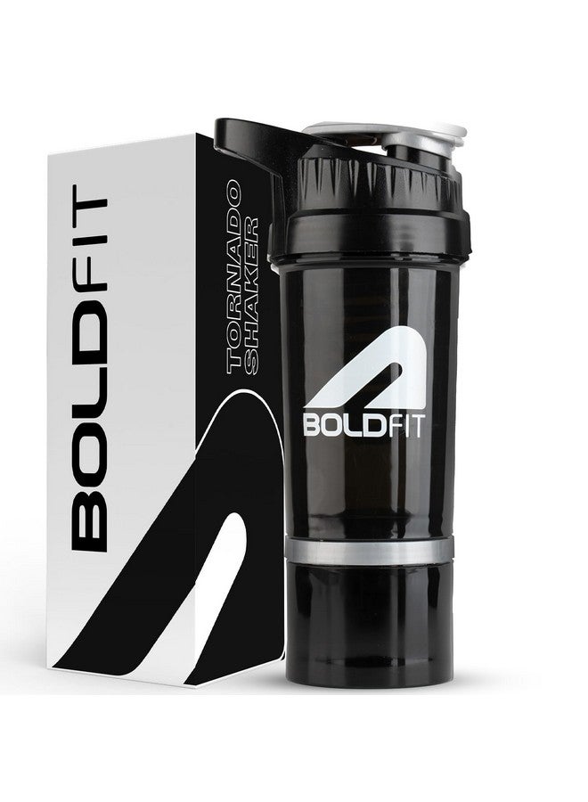 BOLDFIT Boldfit Gym Shaker For Protein Shake Leakproof Shaker Bottles For Supplements With Extra Compartment, Pre-Workout & BCAA, Protein Shake Bottle, Gym Bottle For Men And Women Black - 500 ml  - Image 1