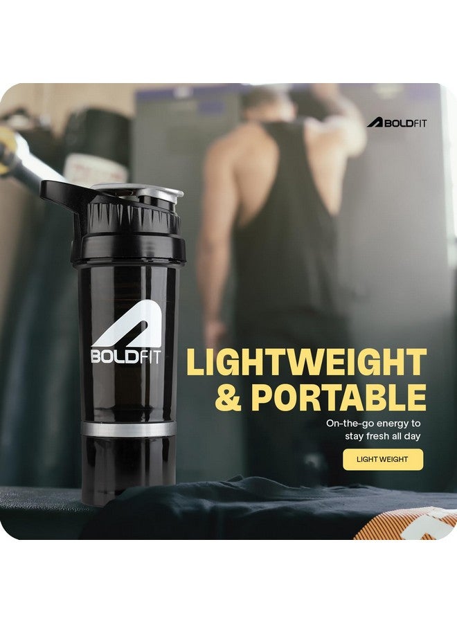 BOLDFIT Boldfit Gym Shaker For Protein Shake Leakproof Shaker Bottles For Supplements With Extra Compartment, Pre-Workout & BCAA, Protein Shake Bottle, Gym Bottle For Men And Women Black - 500 ml  - Image 4