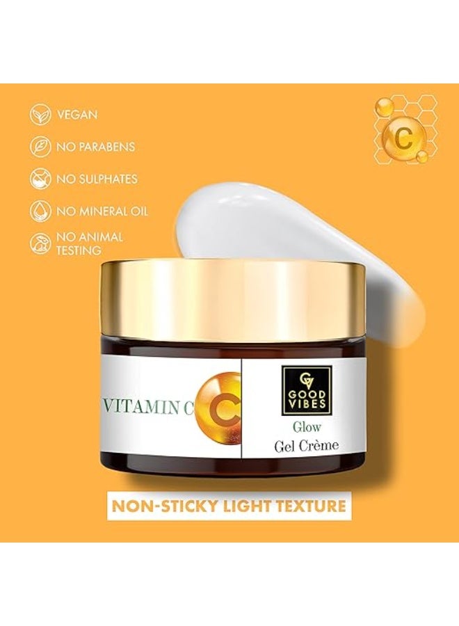 Good Vibes Vitamin C Glow Gel Creme, 50 g Skin Brightening Hydrating Moisturizing Face Cream for All Skin Types, Rich in Antioxidants & Helps Reduce Dark Spots, No Parabens & Sulphates - Image 2