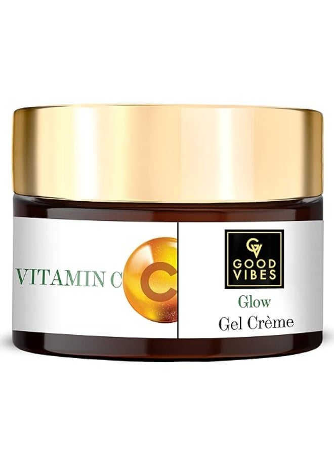 Good Vibes Vitamin C Glow Gel Creme, 50 g Skin Brightening Hydrating Moisturizing Face Cream for All Skin Types, Rich in Antioxidants & Helps Reduce Dark Spots, No Parabens & Sulphates - Image 1