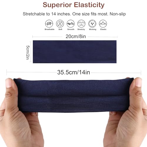 Seeotwo Elastic Sports Headbands - Athletic Hair Headband Women,Men,Boys,Girls Thin Soft Cotton Stretchy Non-Slip Stylish Sweat Band Running Yoga (6),Black,Red,Gray,Brown,White,Navy Blue) - Image 5
