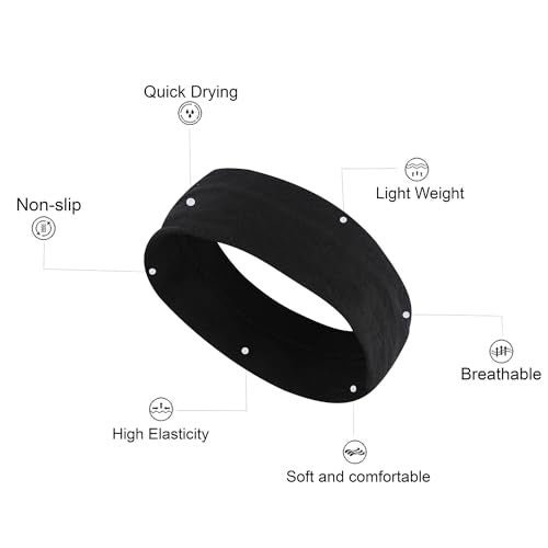 Seeotwo Elastic Sports Headbands - Athletic Hair Headband Women,Men,Boys,Girls Thin Soft Cotton Stretchy Non-Slip Stylish Sweat Band Running Yoga (6),Black,Red,Gray,Brown,White,Navy Blue) - Image 4