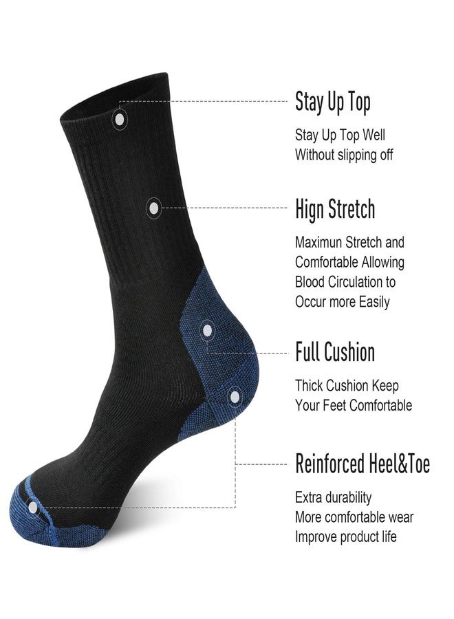 ECOEY Men's Work Boots Athletic Running Crew Socks, Dry-Tech Moisture Wicking Heavy Cushion 8 Pairs (Black+Blue, US Shoe Size: Men 9.5-11.5/Women 11-13) - Image 2