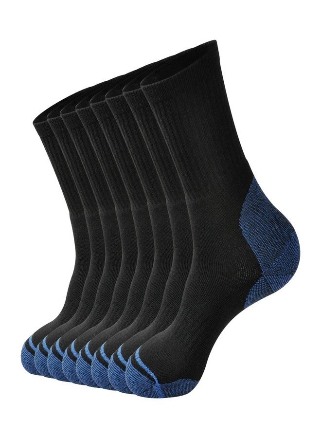 ECOEY Men's Work Boots Athletic Running Crew Socks, Dry-Tech Moisture Wicking Heavy Cushion 8 Pairs (Black+Blue, US Shoe Size: Men 9.5-11.5/Women 11-13) - Image 1