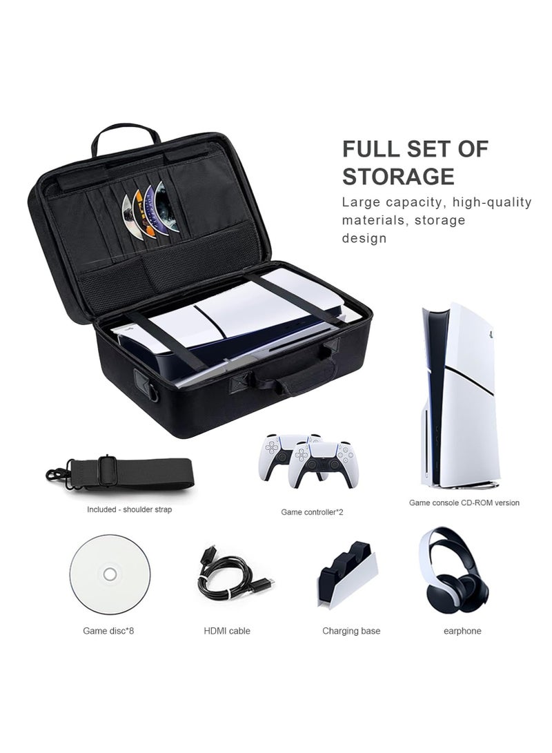 رايتشر حقيبة حمل لجهاز PS5 Slim، حقيبة تخزين الألعاب لجهاز PS5 Slim، حقيبة يد سفر EVA متوافقة مع وحدات تحكم PS5 Slim/إصدار القرص الرقمي/الأسلاك والملحقات الأخرى - Image 4
