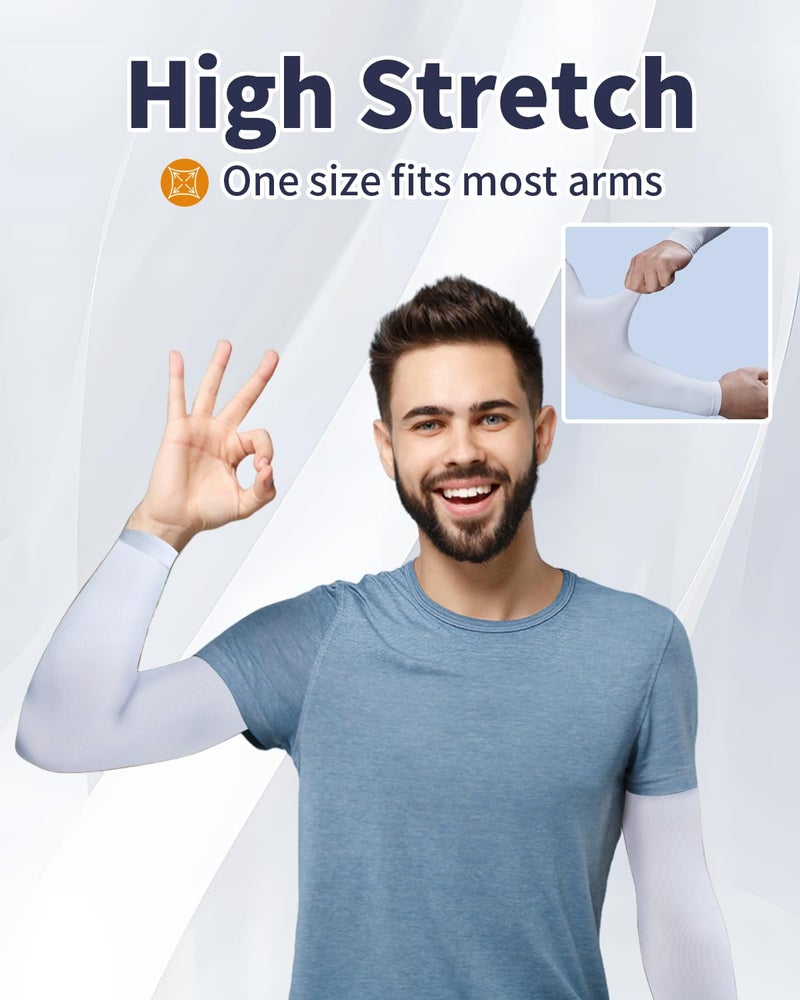 Feeke Arm Sleeves for Men and Women, UV Protection Cooling Arm Sleeves, 4-Pairs Anti-Slip Compression Sun Sleeves - Image 3