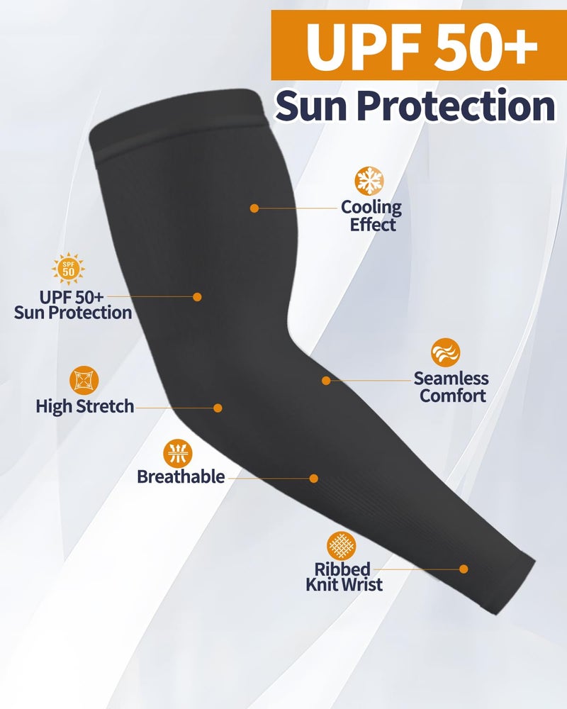 Feeke Arm Sleeves for Men and Women, UV Protection Cooling Arm Sleeves, 4-Pairs Anti-Slip Compression Sun Sleeves - Image 2