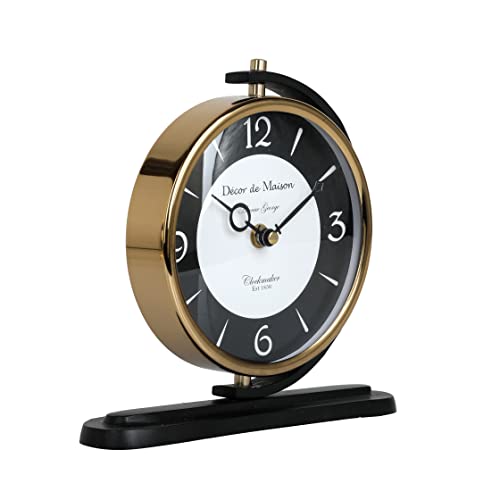 Decor de Maison Metal Brings Handcrafted Aleksi Analog Table Clock for Kidsroom, Living Room, Bedroom, Study Table, Office Desk | Classic Non-Ticking Tabletop Battery Operated Desk Clock (Black) - Image 4