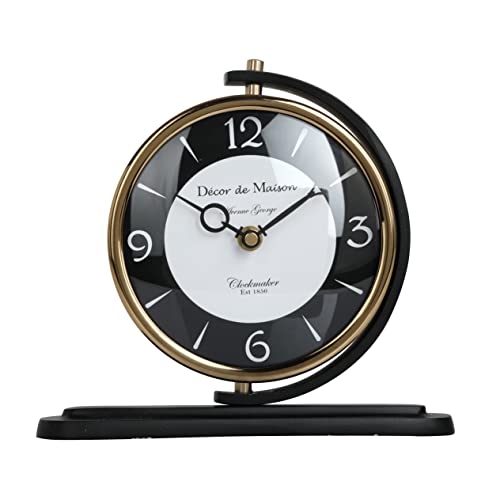 Decor de Maison Metal Brings Handcrafted Aleksi Analog Table Clock for Kidsroom, Living Room, Bedroom, Study Table, Office Desk | Classic Non-Ticking Tabletop Battery Operated Desk Clock (Black) - Image 2