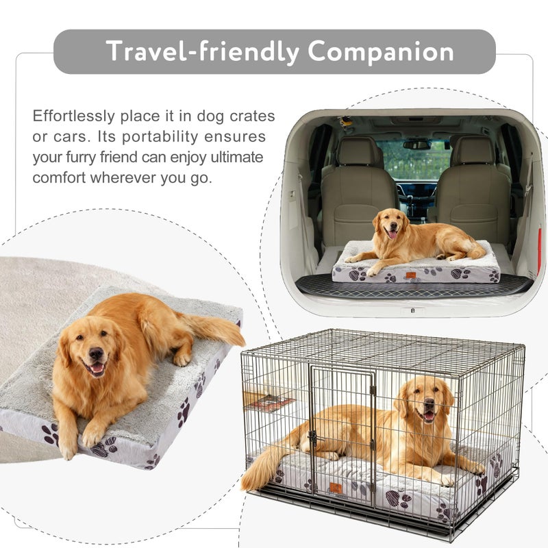 CAPT.SNOOZE Waterproof Orthopedic Dog Bed for Large Medium Sized Dogs 35x22 Inch - Egg Crate Foam Pet Crate Bed with Removable Washable Cover, Plush Top Anti-Slip Bed Mat, Dark Grey - Image 4