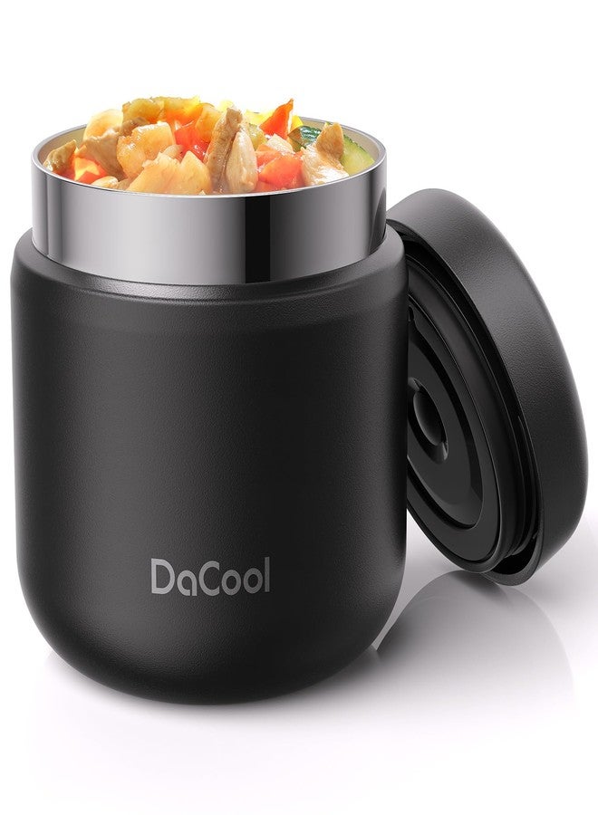 DaCool Kids Thermo for Hot Food Vacuum Stainless Steel Insulated Food Jar 13 OZ Kids Food Thermo Insulated Lunch Container Bento for School Picnic Travel Outdoors,LeakproofBPA Free, Black - Image 1