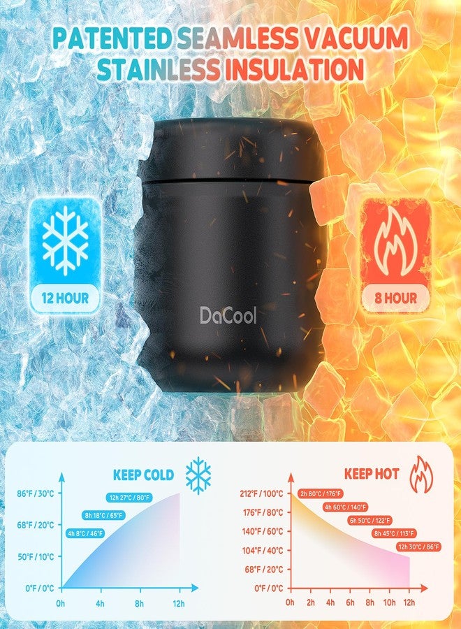 DaCool Kids Thermo for Hot Food Vacuum Stainless Steel Insulated Food Jar 13 OZ Kids Food Thermo Insulated Lunch Container Bento for School Picnic Travel Outdoors,LeakproofBPA Free, Black - Image 2