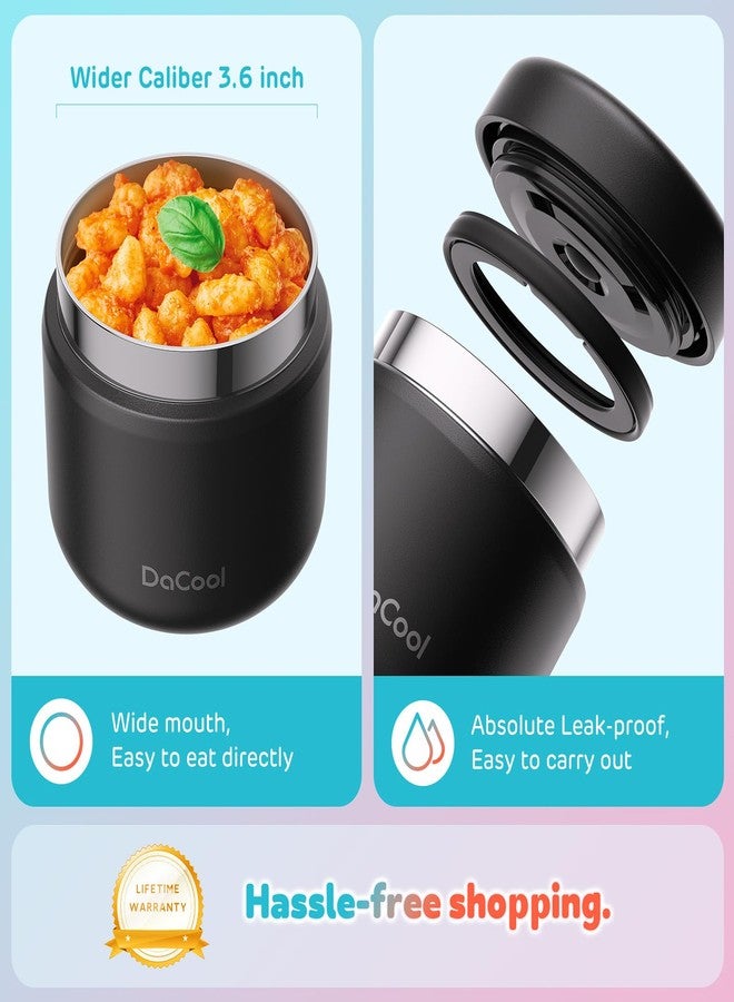 DaCool Kids Thermo for Hot Food Vacuum Stainless Steel Insulated Food Jar 13 OZ Kids Food Thermo Insulated Lunch Container Bento for School Picnic Travel Outdoors,LeakproofBPA Free, Black - Image 4