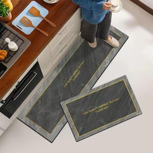 DHRUVINE 2-Piece Non-Slip Cushioned Kitchen Mats – Waterproof Standing Rugs for Floor, Sink, Home Office, Laundry (Comfort Anti-Fatigue Mat Set) - Image 1