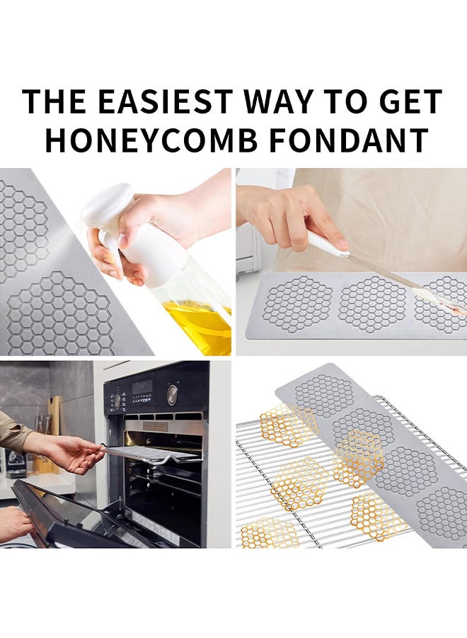 قوالب قرص العسل سيليكون ، 2 قطعة قوالب فندان مع جوفاء 3D خلية النحل حلوى الدانتيل قوالب سيليكون للخبز ، طين البوليمر ، السكر الحرفية الحلوى كب كيك تزيين - Image 3