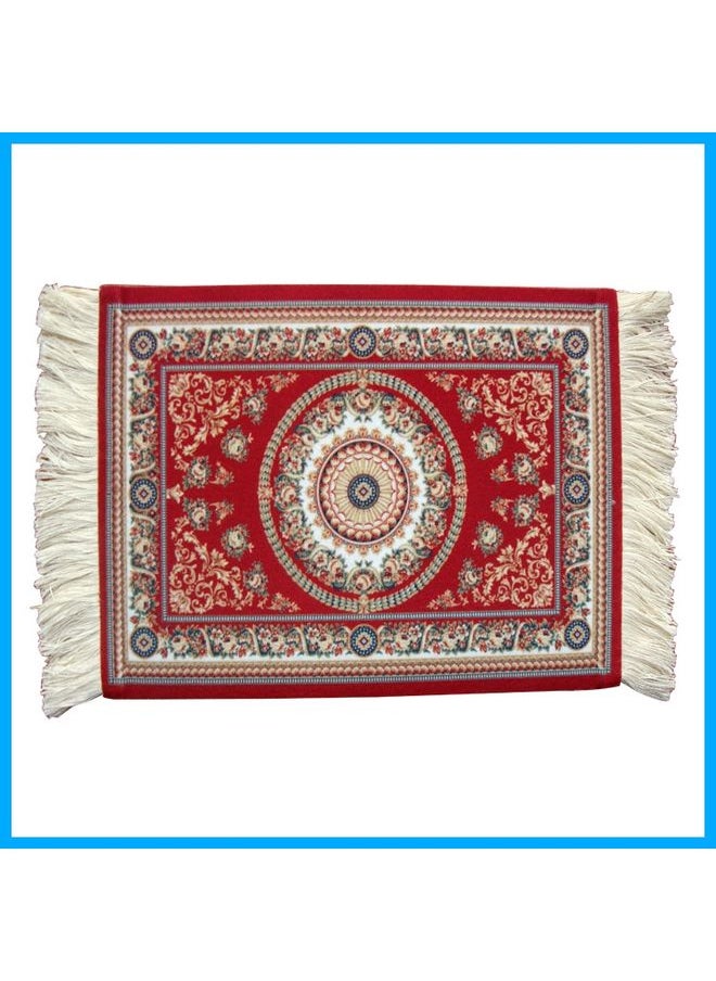 BURAQ Mini Woven Rug Mat Retro Style Mouse Pad, Ramdom Color Delivery  - Image 2