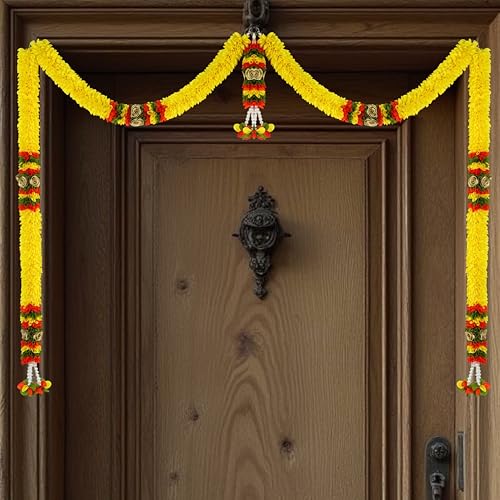 Daedal Crafters Thome Door Set Toran for Main Door Entrance, Reusable Thoran for Mandir & Living Room Décor, Bandarwal for Festival Decoration, Flower Hanging for Home Décor (42x24 inch) - Image 2