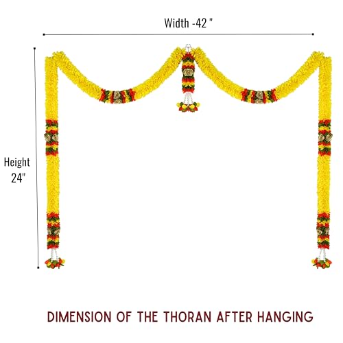 Daedal Crafters Thome Door Set Toran for Main Door Entrance, Reusable Thoran for Mandir & Living Room Décor, Bandarwal for Festival Decoration, Flower Hanging for Home Décor (42x24 inch) - Image 3