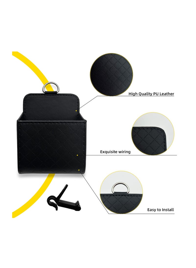 SYOSI Car Air Vent Storage Box, Portable Leather Storage Pouch Pocket, Interior Air Outlet Cell Phone Holder Pouch, Organizer with Hook for Keep Car Clean, Auto Supplies - Image 3