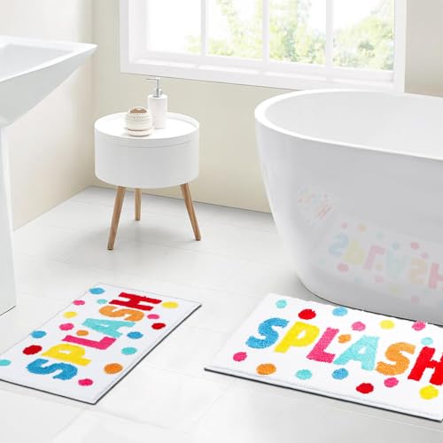 HAIWAOO Splash Bathroom Rugs 17x24,Soft, Absorbent & Non Slip Bath Rug, Machine Washable with Colorful Letter Designs Bath Mats for Bathroom, Tub, Shower or Sink,Home Decor Accessories - Image 5