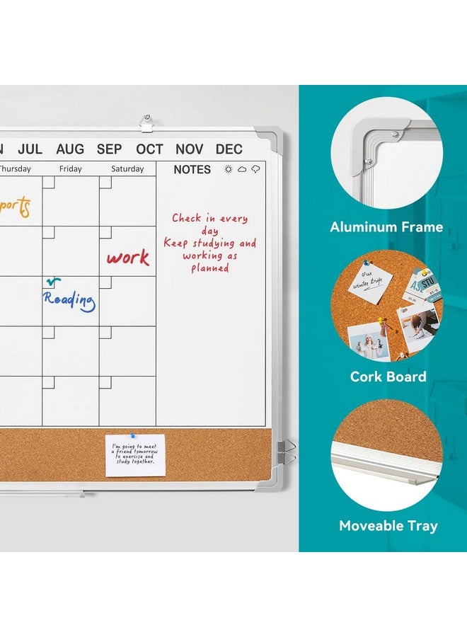 Lightwish Calendar Whiteboard For Wall, 24" X 18" Magnetic Double Side Dry Erase Whiteboard Calendar Cork Board Combo, Wall Hanging Calendar Board For Office,Home,Kitchen - Image 4