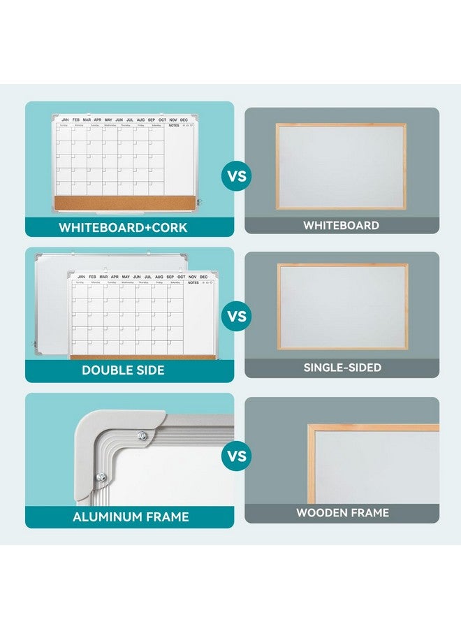 Lightwish Calendar Whiteboard For Wall, 24" X 18" Magnetic Double Side Dry Erase Whiteboard Calendar Cork Board Combo, Wall Hanging Calendar Board For Office,Home,Kitchen - Image 5