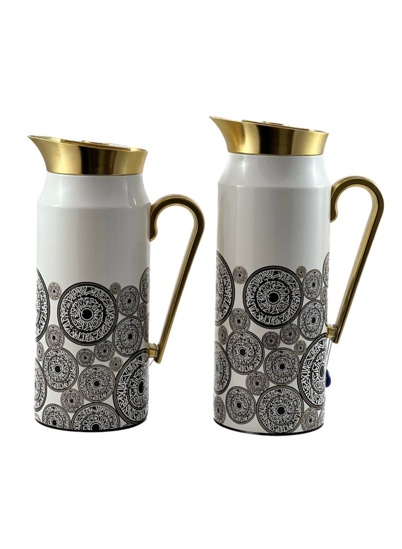 Home Maker 2-Piece Thermal Flask Set – 0.75L & 1L – Stainless Steel Exterior with Inner Glass Insulation - Image 3