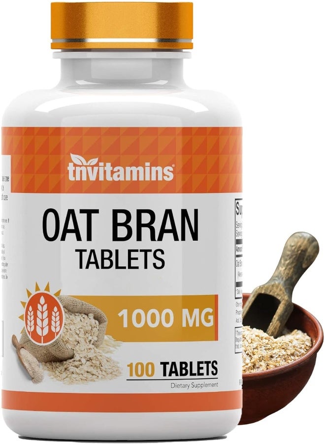 tnvitamins Oat Bran Tablets | 100 Tablets x 1,000 MG per Tablet | Oat Fiber Tablets | Soluble & Dietary Fiber Supplement | Supports Digestive Health & Healthy Cholesterol Levels* | High Potency Formula  - Image 1
