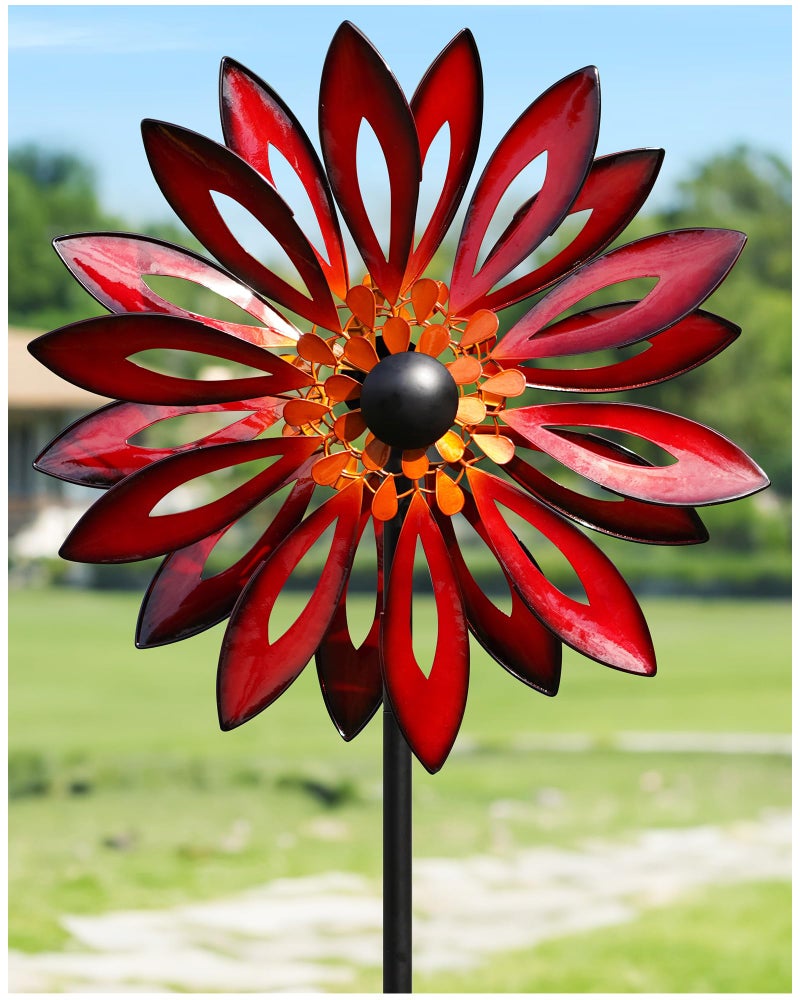 Cyan Oasis Metal Wind Spinners Outdoor - 83" Tall Wind Sculpture for Yard Garden with Ground Stake, Kinetic Yard Art Lawn Decor, Unique Gift for Garden Lover - Image 1