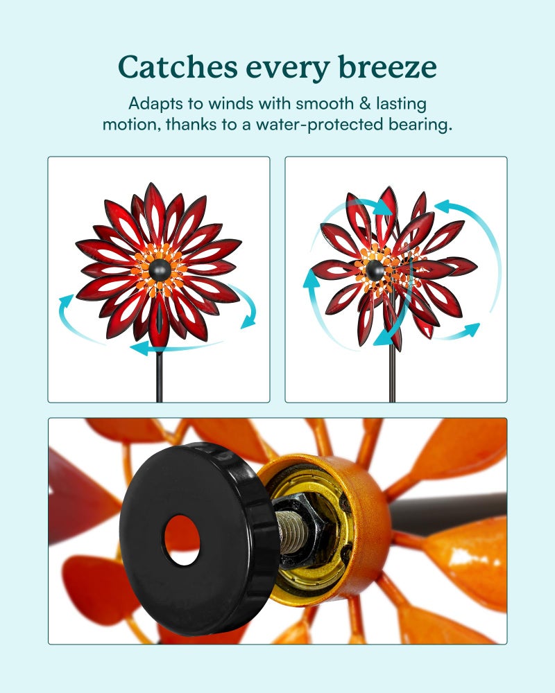 Cyan Oasis Metal Wind Spinners Outdoor - 83" Tall Wind Sculpture for Yard Garden with Ground Stake, Kinetic Yard Art Lawn Decor, Unique Gift for Garden Lover - Image 3