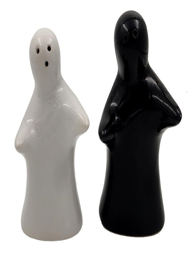 Purpledip Ceramic Salt & Pepper Spice Shakers: Ghosts Dolls Shape Namak Dani Unique Dining Table Decor (12367A) - Image 1