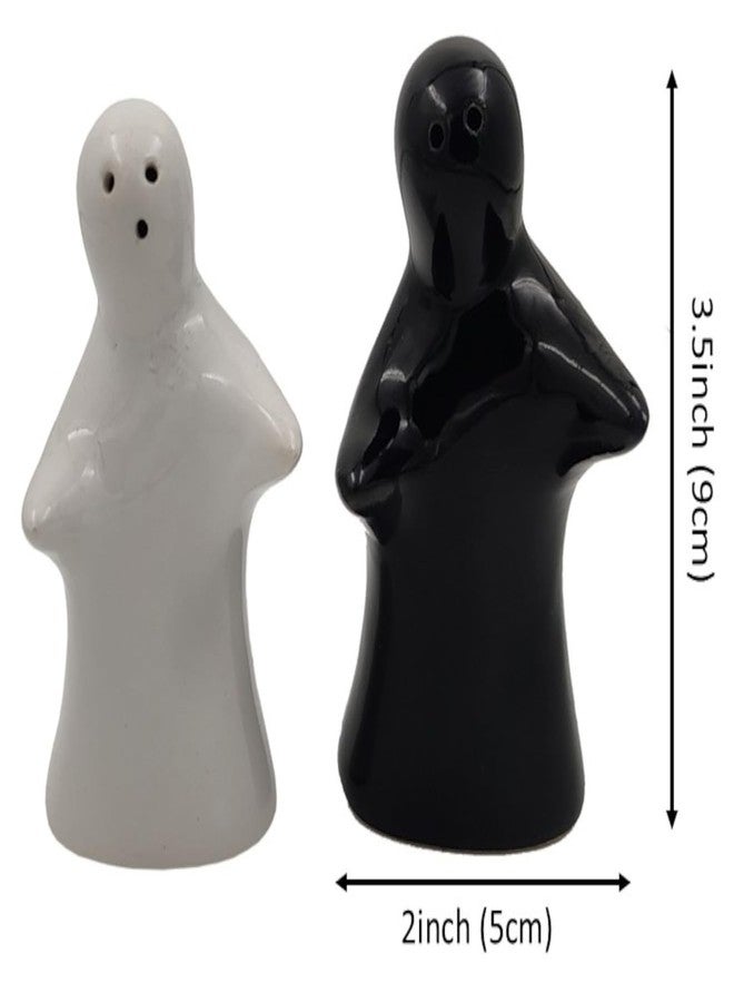 Purpledip Ceramic Salt & Pepper Spice Shakers: Ghosts Dolls Shape Namak Dani Unique Dining Table Decor (12367A) - Image 5