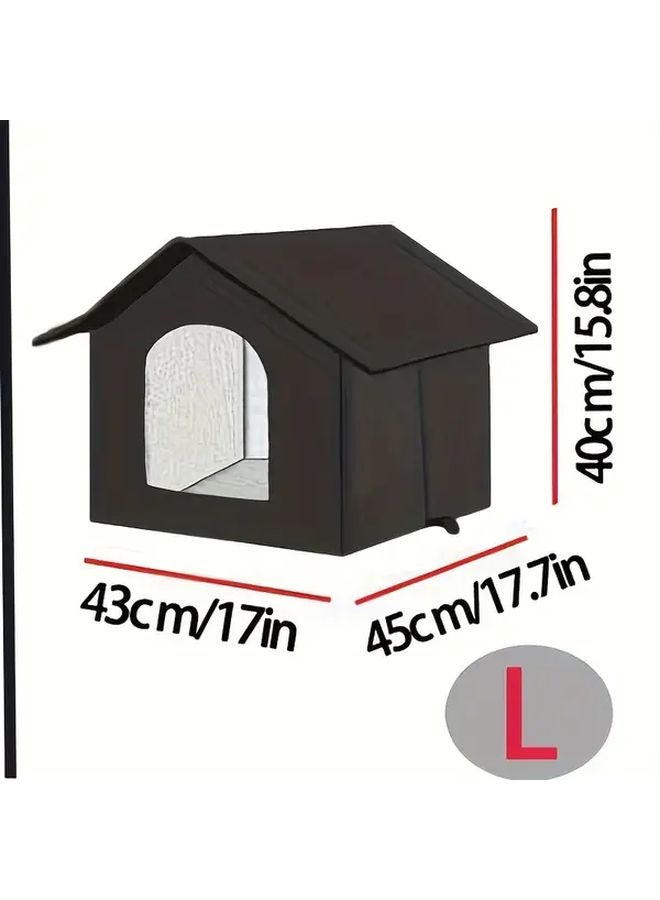 Medium Black Waterproof Outdoor Cat House Dog Kennel Insulated Plush All Season Pet Shelter - Image 4