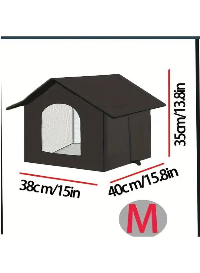 Medium Black Waterproof Outdoor Cat House Dog Kennel Insulated Plush All Season Pet Shelter - Image 3