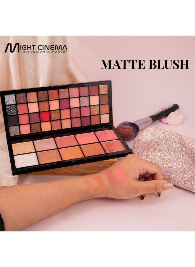 مايت سينما باليت مكياج مايت سينما الاحترافي (50 لون) – مجموعة شاملة ومتكاملة الكل في واحد (ظلال عيون، بلاشر، هايلايتر) – ألوان مطفية ولامعة لإطلالة كاملة ومحترفة – اختيار الخبراء لتصحيح، تحسين، وتجميل ملامح الوجه – ثبات طويل وجودة دمج فائقة. - Image 2