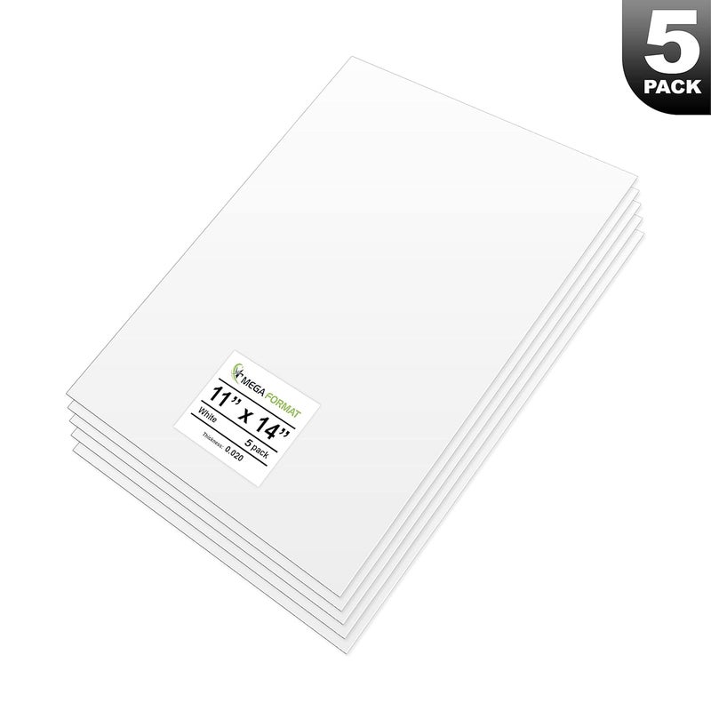MEGA FORMAT لوح بلاستيك مرن من بوليسترين أبيض 11" × 14" (.020 سمك) لوح ستيرين، مثالي لمشاريع النمذجة، العروض، أوراق بلاستيكية للحرف، أوراق ستيرين لوح بلاستيك متين (5 عبوات) - Image 3