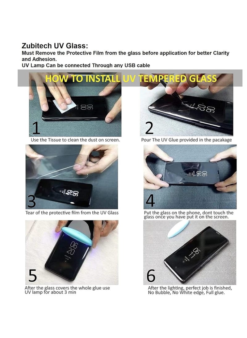 Generic - Screen UV Samsung Galaxy S24 Plus UV Glass 3D Curved Edges Full Cover Tempered Glass Screen Protector Full Glue Edge to Edge Coverage Anti Scratch Anti Smudge Glass - Image 1