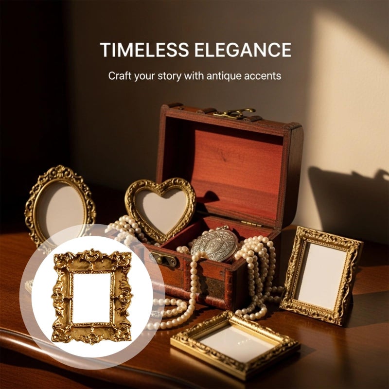 Antique Baroque Gold Resin Photo Frames Set For Jewelry Display Photography Props - Image 5